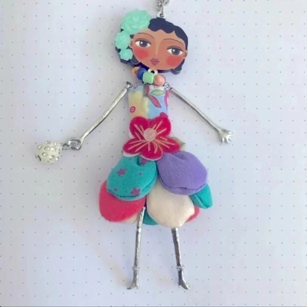 Colorful Rainbow Floral Aloha Fashion Doll Long Sweater Necklace NWT